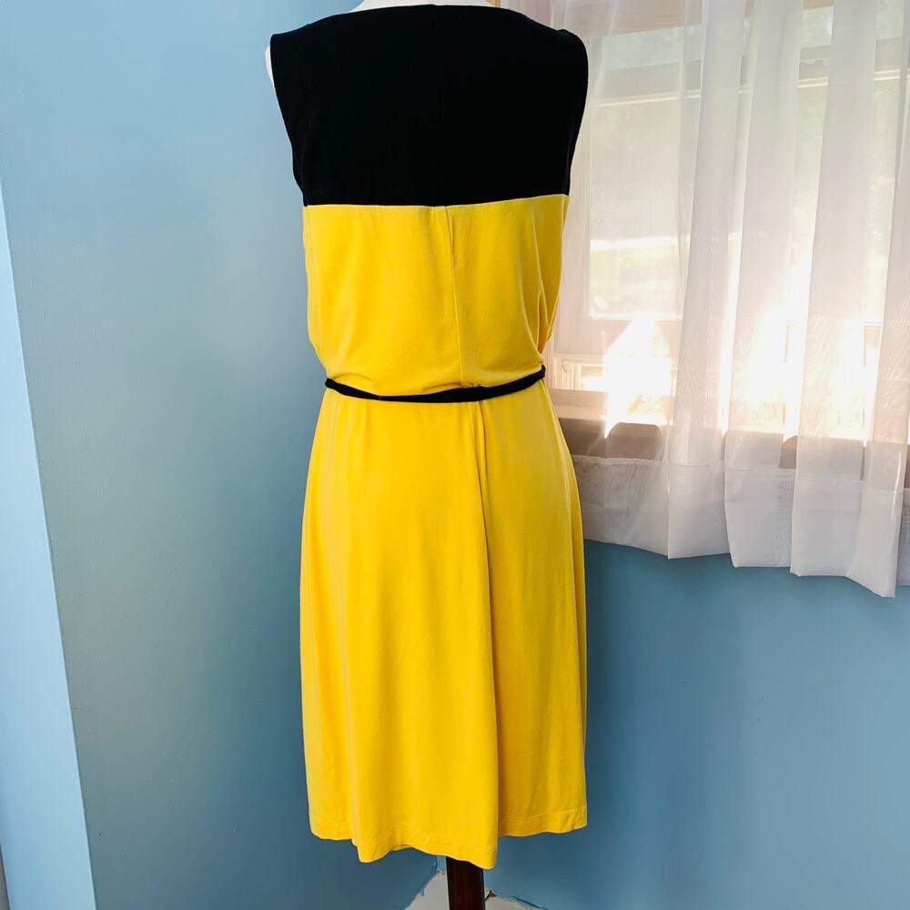 New York & Co. Yellow and Black Sleeveless Dress Size Medium - Picture 3 of 7